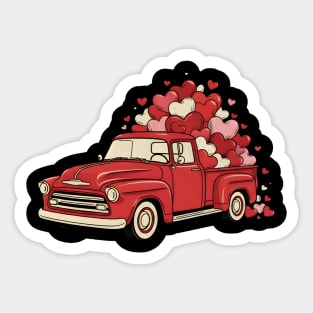 Love Hearts Vintage Truck Sticker